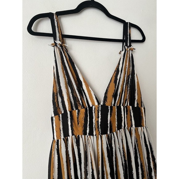 Ronny Kobo Brown Black Tiger Striped V Neck Maxi Dress Size Medium - Picture 6 of 9